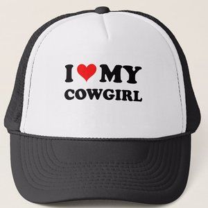 I Love my Cowgirl Black Trucker Hat